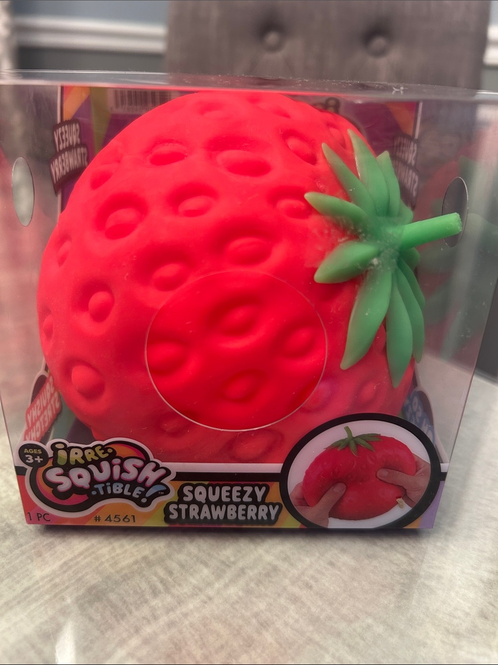 Squeezy Strawberry Squishy Toy - Red/Green